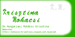 krisztina mohacsi business card
